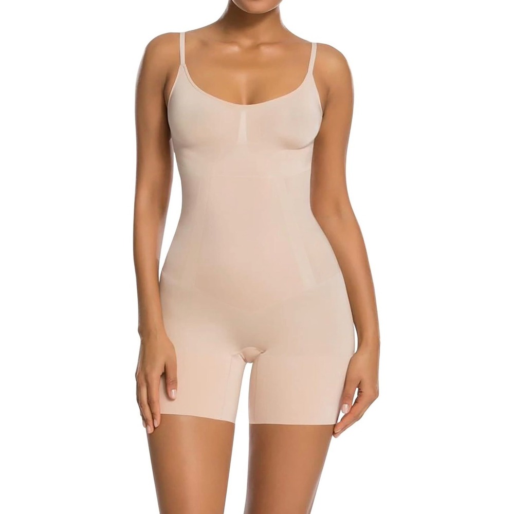 SHAPERX Women Tummy Control Shapewear Thigh Slimmer Body Shaper Beige/Tan Small
